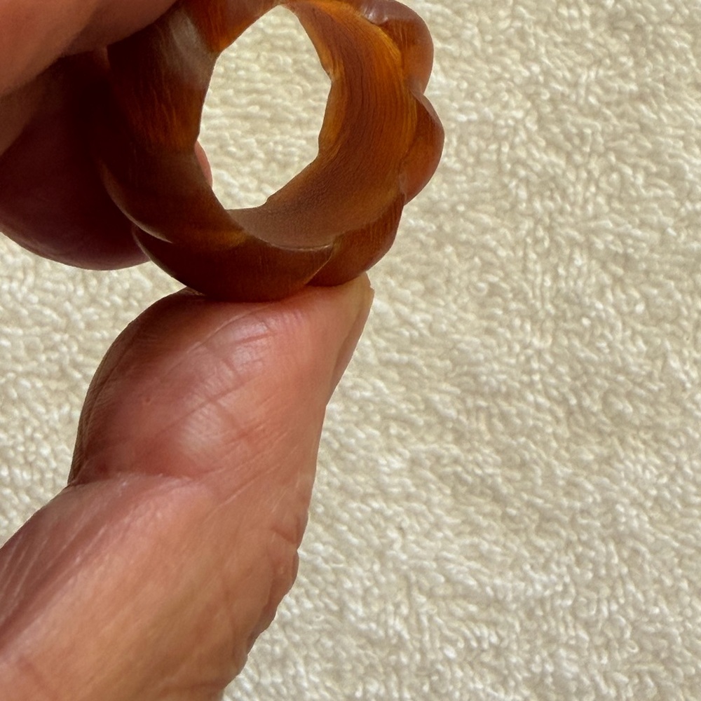 Carved Amber-Tone Swirl Ring - Picture 2 of 8
